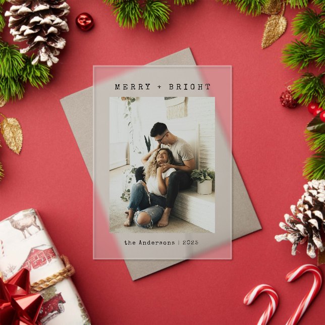 Invitations En Acrylique Minimalist Merry & Bright Photo Christmas Card (Insitu (vacances))