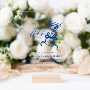 Invitations En Acrylique Minimaliste Martini Chic Anniversaire Bleu