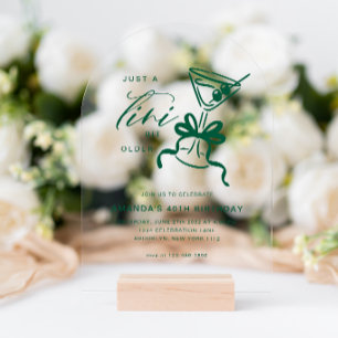 Invitations En Acrylique Minimaliste Martini Chic Arc de Naissance Vert