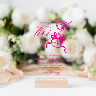 Invitations En Acrylique Minimaliste Martini Chic Magenta Anniversaire Arch