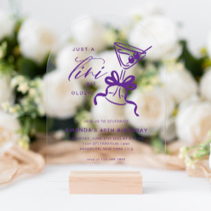 Invitations En Acrylique Minimaliste Martini Chic Violet Arche d'anniversai