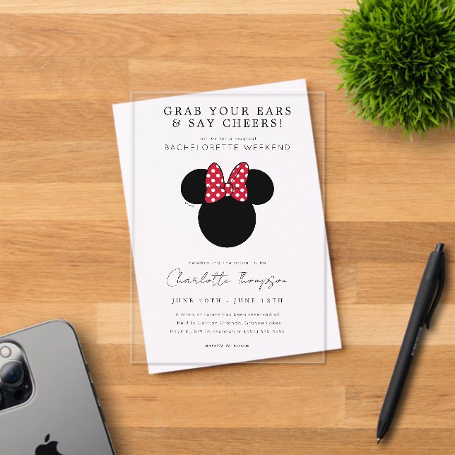 Invitations En Acrylique Minnie Mouse Bachelorette Party Week-end (Insitu (Carte d'invitation))