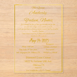 INVITATIONS EN ACRYLIQUE MIS QUINCE
