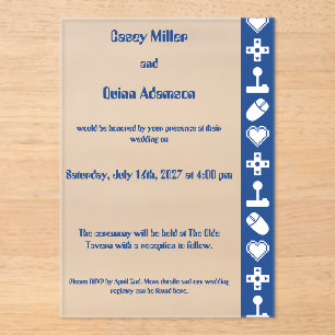 Invitations En Acrylique Mode multijoueur en mariage en acrylique bleu