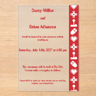 Invitations En Acrylique Mode multijoueur en mariage en acrylique cerise