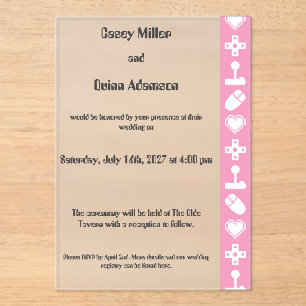 Invitations En Acrylique Mode multijoueur en rose pétale acrylique de maria