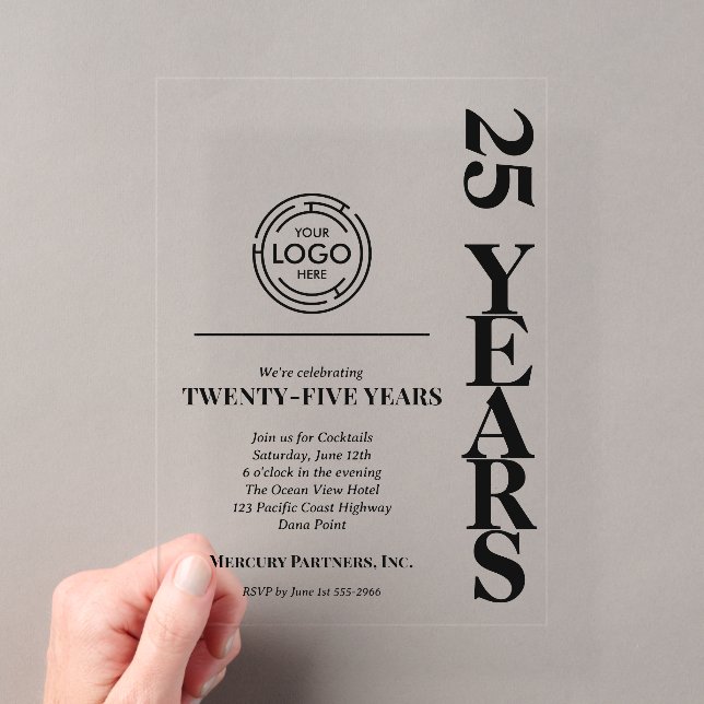 Invitations En Acrylique Modern Business 25th Anniversary Logo (In situ (ordinateur de poche))