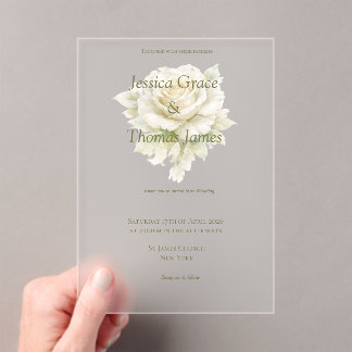 Invitations En Acrylique Modern Elegant Rose 