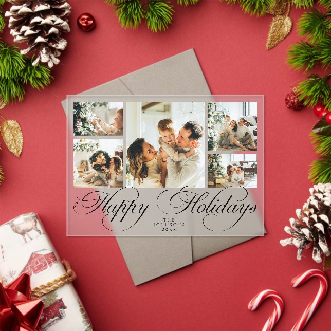 Invitations En Acrylique Modern Elegant Script Photo Collage Christmas Card (Insitu (vacances))
