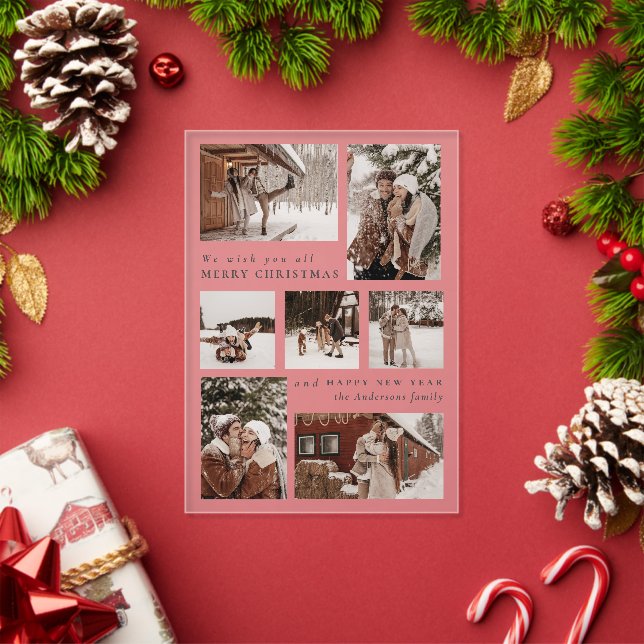 Invitations En Acrylique Modern Festive sept Photo collage Noël (Insitu (vacances))
