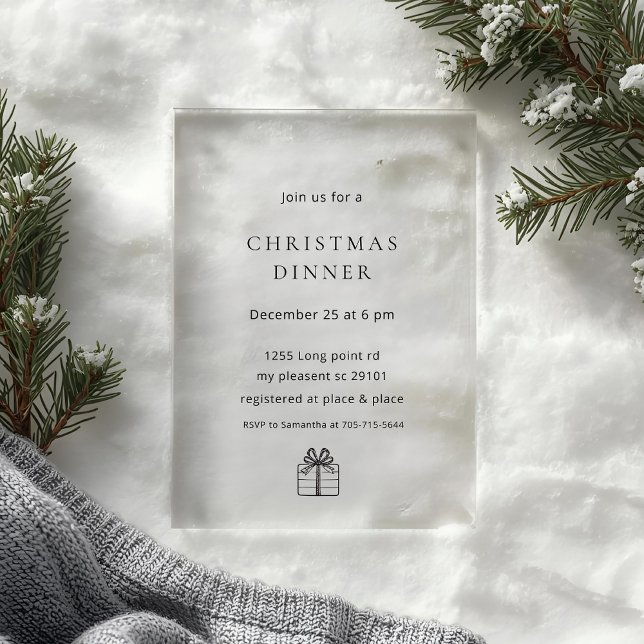 Invitations En Acrylique Modern Minimal Christmas Dinner (Créateur téléchargé)