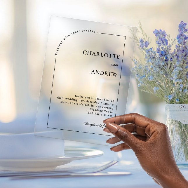 Invitations En Acrylique Modern minimalist clear luxury wedding (Créateur téléchargé)