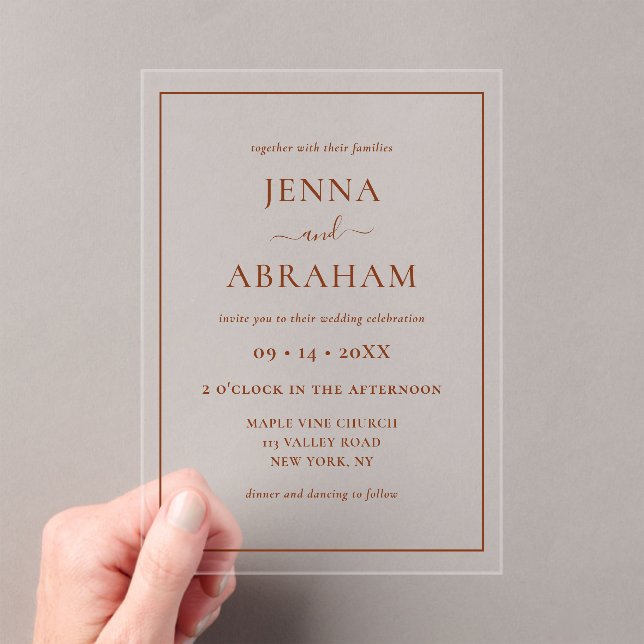 Invitations En Acrylique Modern Rustic Minimal Elegant  (In situ (ordinateur de poche))