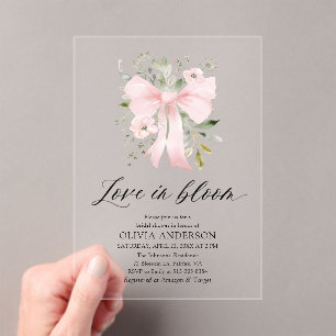 Invitations En Acrylique Moderne Bow rose amour floral dans la Fête des mar