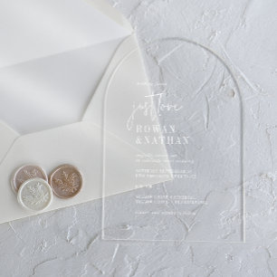 Invitations En Acrylique Moderne Chic Just Love Mariage Blanc Arche Unique