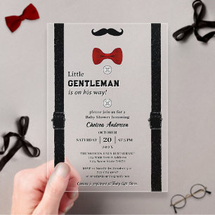 Invitations En Acrylique Moderne Classique Petit Gentleman Mignon Baby Show