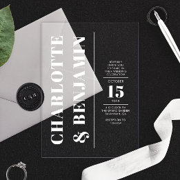 Invitations En Acrylique Moderne Mariage Blanc Gras Vertical