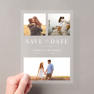 Invitations En Acrylique Moderne Mariage Simple Collage De 3 Photos