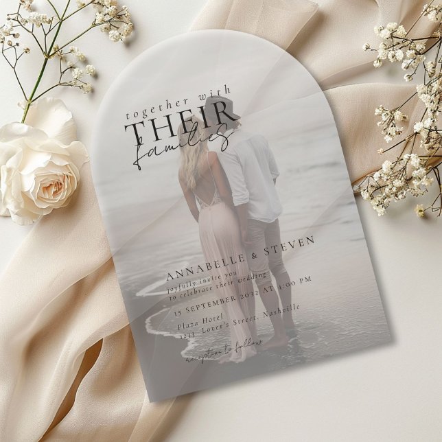 Invitations En Acrylique Moderne, minimaliste, 1 photo, Mariage (nvite your loved ones to your special day with this elegant, modern minimal photo acrylic transparen)