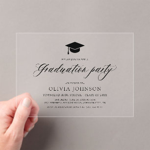 Invitations En Acrylique Moderne Simple Minimaliste Photo Graduation Party
