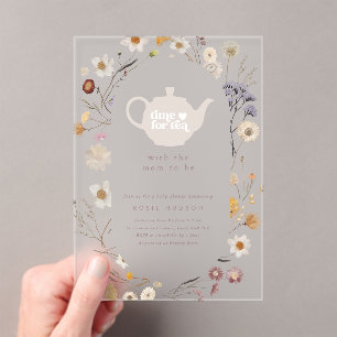 Invitations En Acrylique Moment de thé avec maman pour être une baby shower