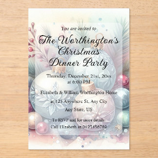 Invitations En Acrylique Monogram name Christmas tree ornaments watercolor