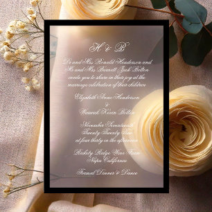 Invitations En Acrylique Monogramme blanc Formel Black Frame Mariage
