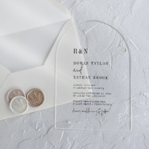 Invitations En Acrylique Monogramme Chic Moderne Arc Simple Mariage Rustiqu
