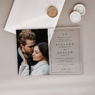 Invitations En Acrylique Monogramme classique Mariage photo élégant