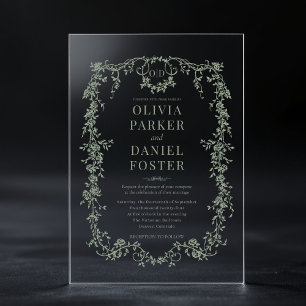 Invitations En Acrylique Monogramme Mariage victorien français