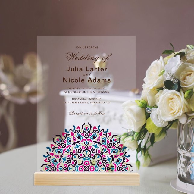 Invitations En Acrylique Moroccan Lattice Geometric Mandala Wedding (Créateur téléchargé)
