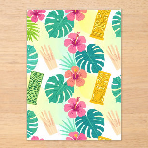 Invitations En Acrylique Motif Tiki Hawaïen Tropical pour Mariage Fête