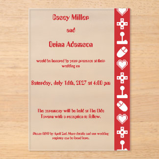 Invitations En Acrylique Multiplayer Mode in Cherry Acrylic Wedding 
