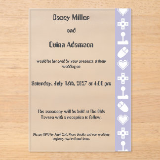 Invitations En Acrylique Multiplayer Mode in Lavender Acrylic Wedding 