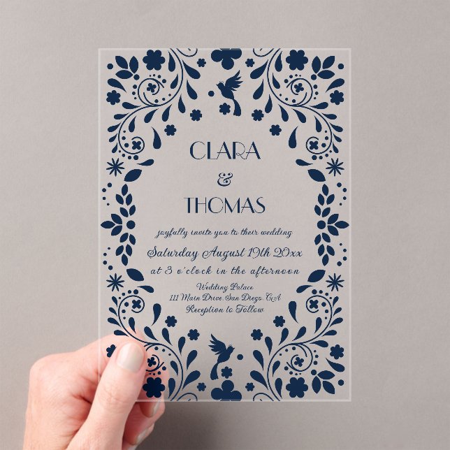 Invitations En Acrylique Navy Blue Mexican Fiesta (In situ (ordinateur de poche))
