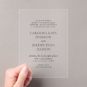 Invitations En Acrylique Nettoyer mariage élégant