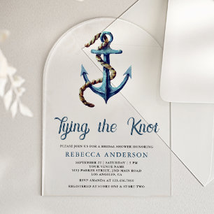 Invitations En Acrylique Noeud Marin Bleu Nuit Corde de l'Ancre Enterrement