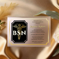 Noir élégant | Gold Nurse BSN Graduation Party