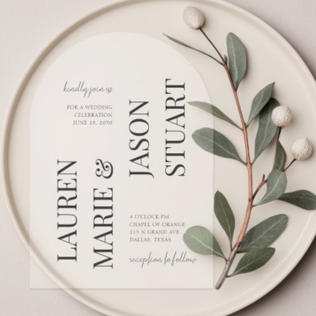 Invitations En Acrylique Noms minimalistes modernes Calligraphie noir (Créateur téléchargé)