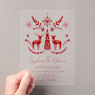 Invitations En Acrylique Nordic Buck and Doe Woodland Mariage d'hiver