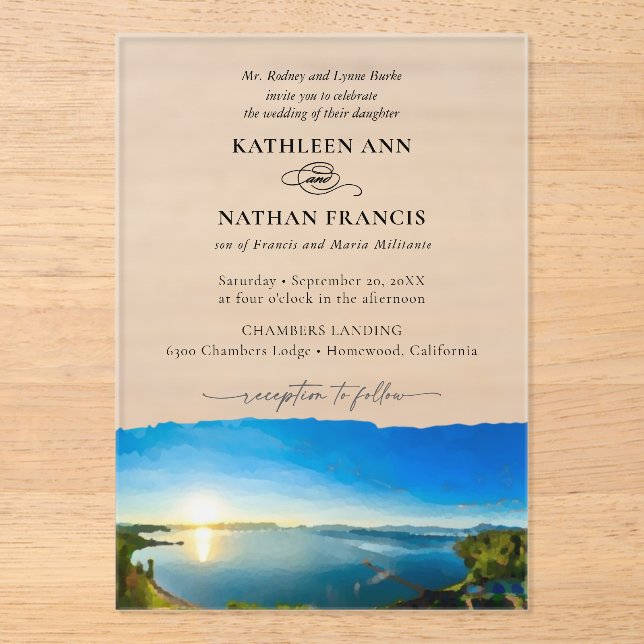 Invitations En Acrylique North Lake Tahoe Destination Mariage officiel (Recto)