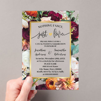 Invitations En Acrylique Nothing Fancy Just Love Elopement Wine Navy