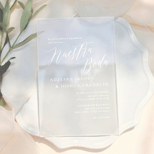 Invitations En Acrylique Notre Mariage Calligraphie Moderne Élégant Mariage