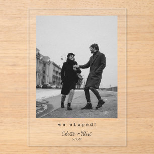 Invitations En Acrylique Nous nous sommes enfuis Mariage Minimaliste Modern