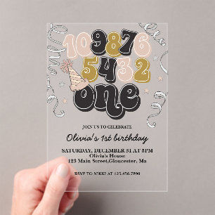 Invitations En Acrylique Nouvel An Réveillon Compte Premier Anniversaire In