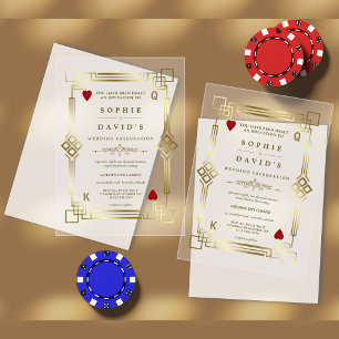 Invitations En Acrylique Nuit de casino glamour mariage Las Vegas Transpare