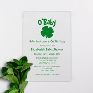Invitations En Acrylique O'Baby Fête de la Saint-Patrick Baby Shower