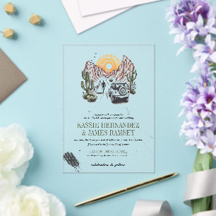 Invitations En Acrylique Offroad Canyon Couple Mariage