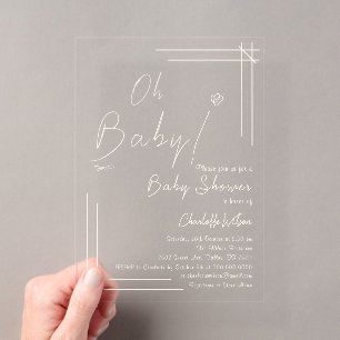 Invitations En Acrylique Oh Bébé ! Fête de Naissance Minimaliste Genre Neut