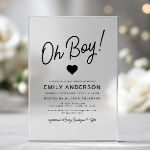 Invitations En Acrylique Oh Boy Fête de Naissance Minimaliste Moderne Simpl